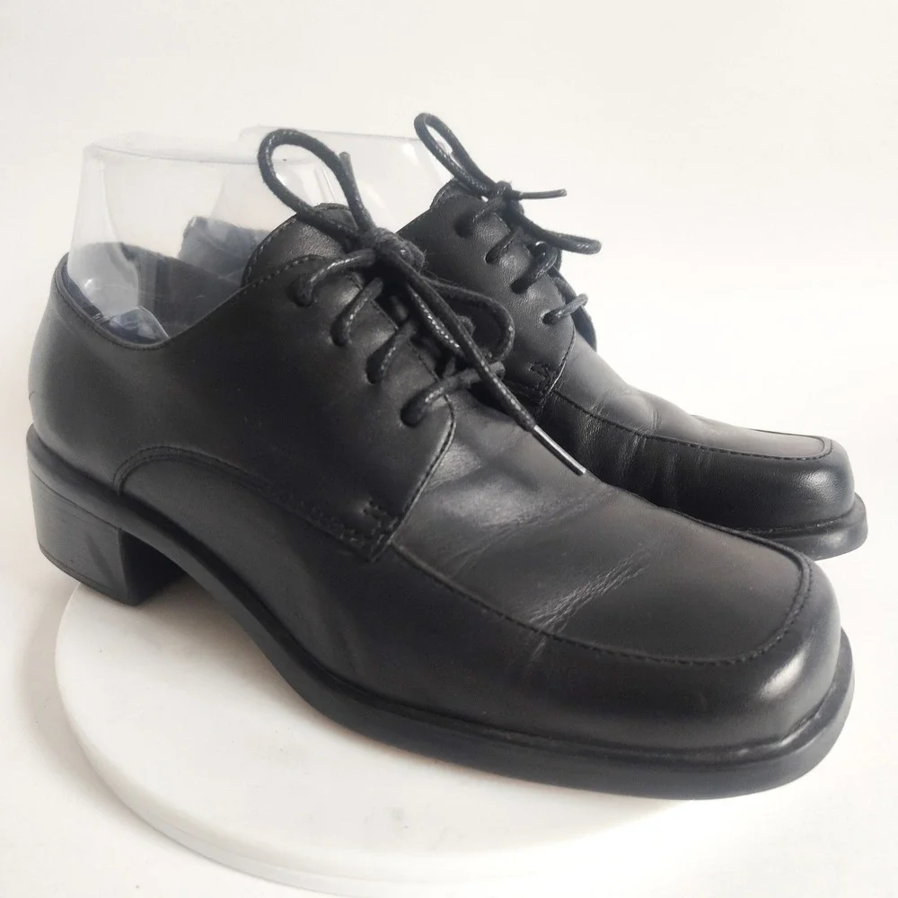 Easy Spirit‎ Oxford Shoes 6.5 Wide Leather Square Toe Block Heel Vintage Lace-up